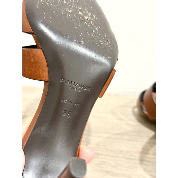 Saint Laurent Tribute 85 Leather Stilettos Heel Mules Brown Women's Size EU 38 - Picture 6 of 9